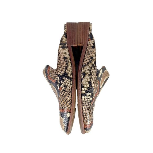 Madewell Women's 8 Frances Snake Leather Loafers Mules Slip On Shoes Boho Flats - Picture 11 of 15